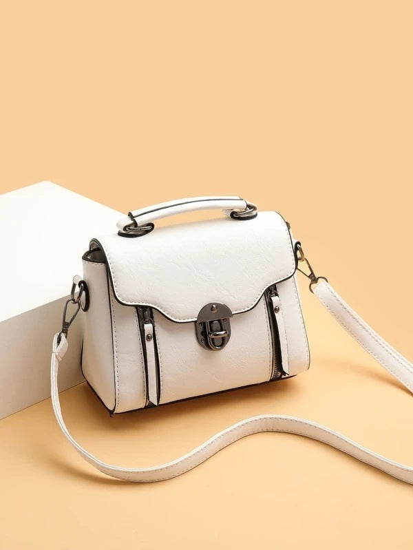 Layar - sac à main carré en cuir Blanc