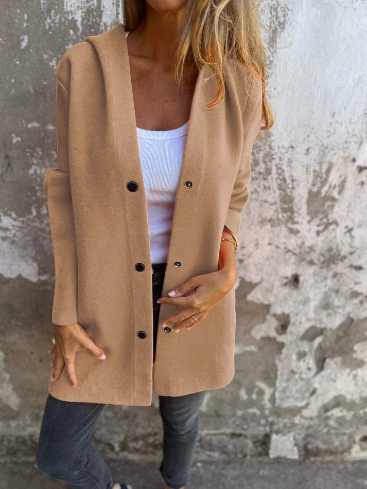 Cardigan vivatelle à Boutons avec Capuche Marron