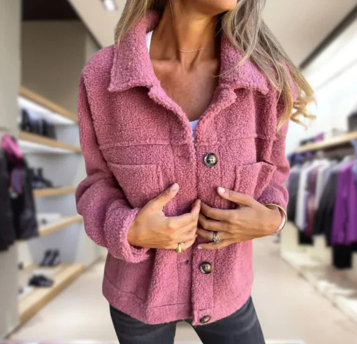 Clara|Veste Luxueuse Courte et Chaude Rose
