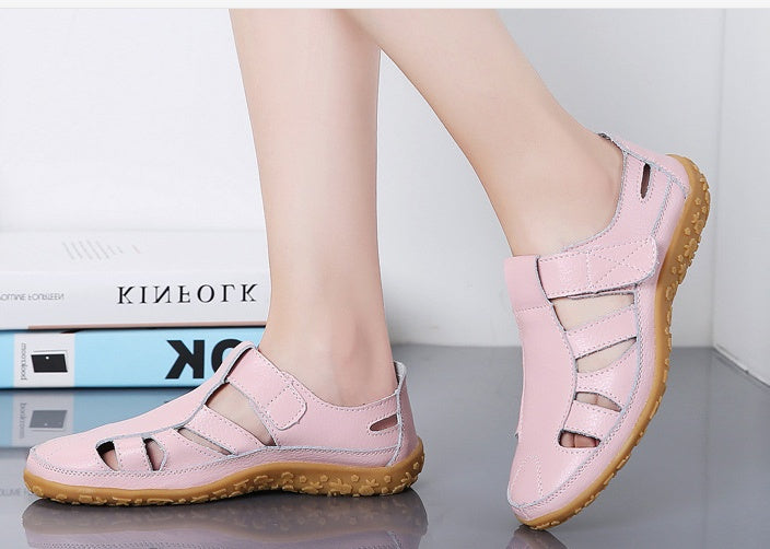 Sandales vivatelle Vintage en Cuir Véritable Rose