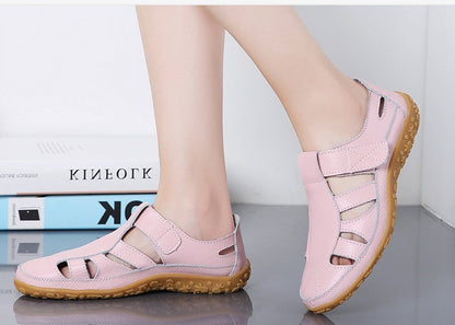Sandales vivatelle Vintage en Cuir Véritable Rose