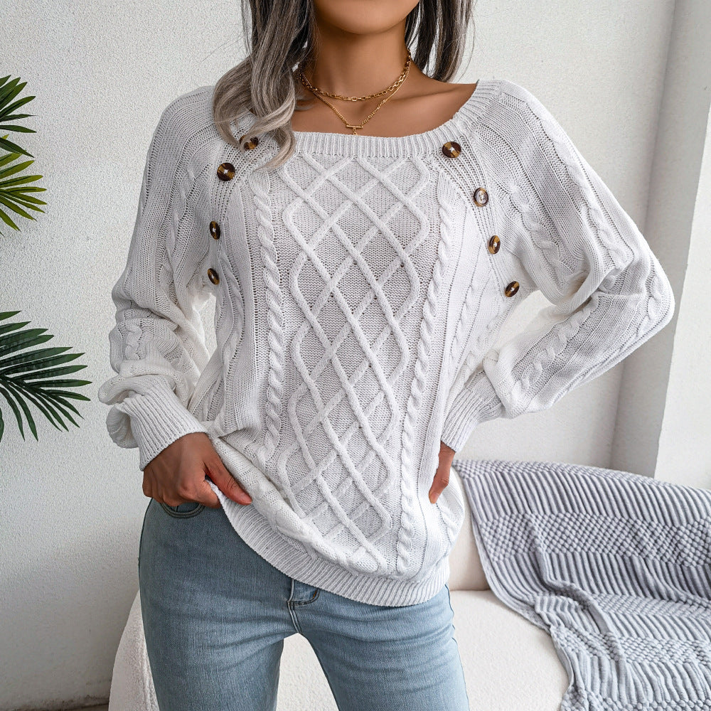 Pull Col Carré Stylishly Sorties Vintages Blanc