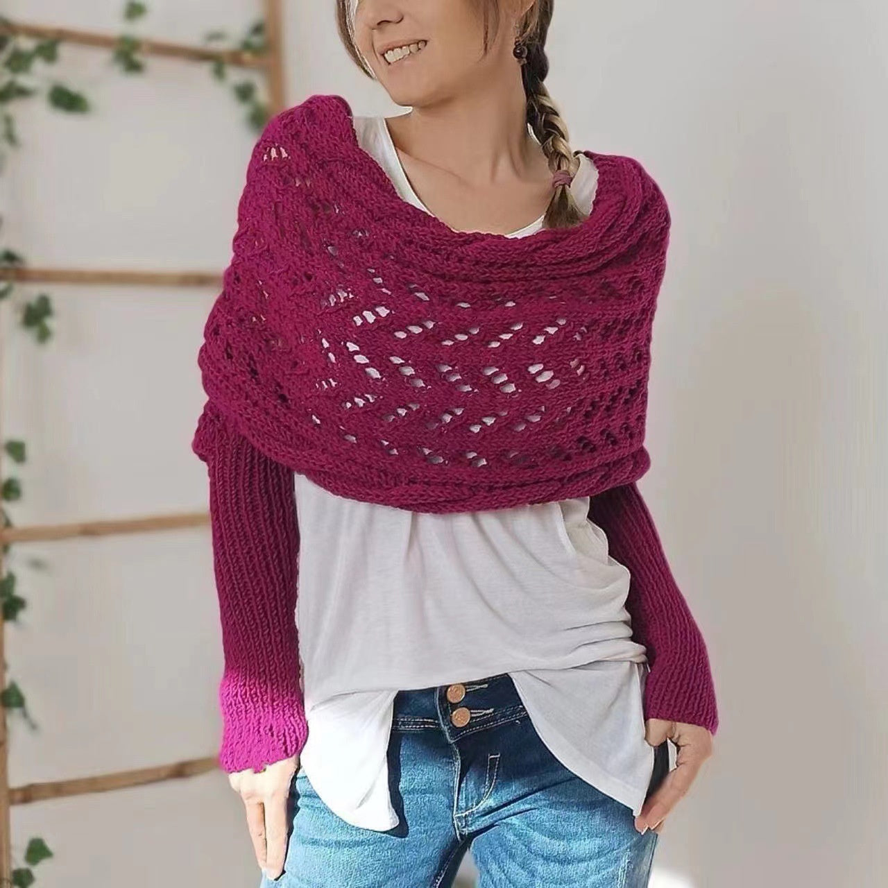 Écharpe Stylishly avec manches Rose