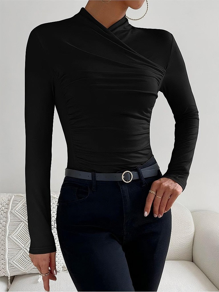 Pull Col Croisé vivatelle Sorties Élancées Noir