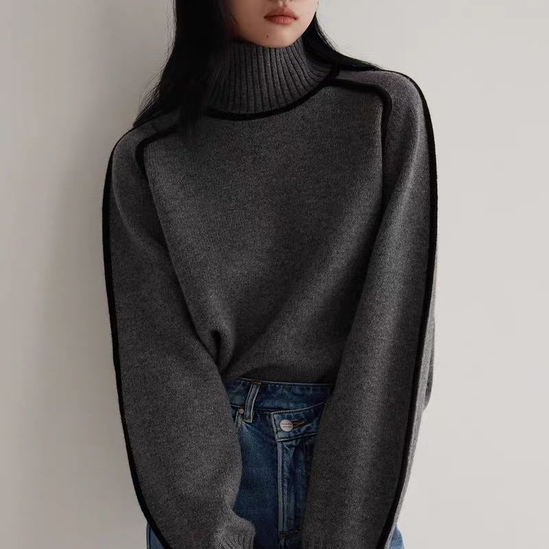 CLAIRE-PULL COL ROULÉ ÉLÉGANT Gris