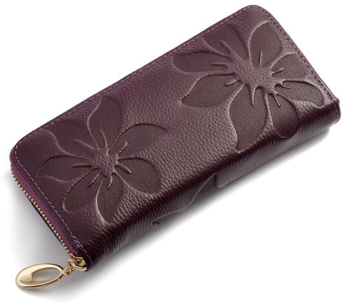 Portefeuille Floral Embossé Violet