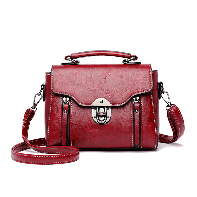 Layar - sac à main carré en cuir Rouge