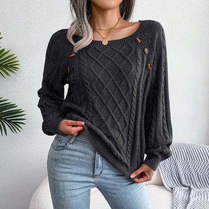 Pull Col Carré Stylishly Sorties Vintages Noir