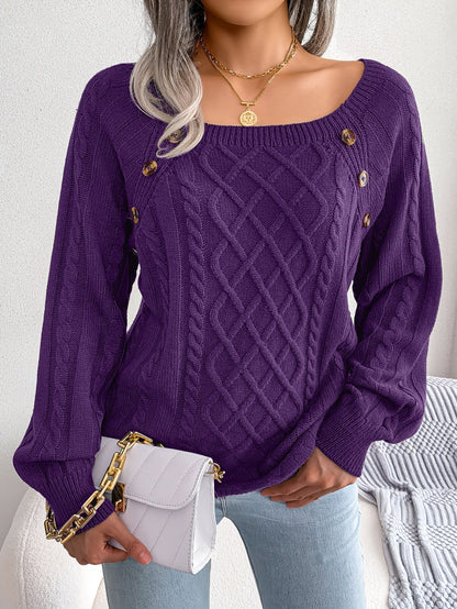 Pull Col Carré Stylishly Sorties Vintages Mauve