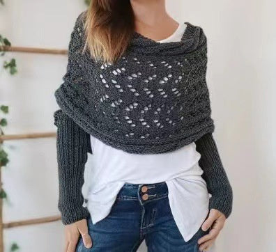 Écharpe Stylishly avec manches Gris foncé