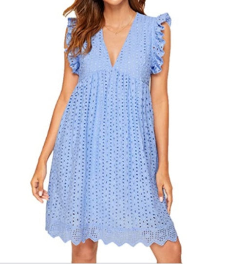 Robe d'été en dentelle Bleu clair