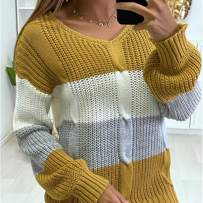 Pull Col V vivatelle Sorties Lunatique Jaune