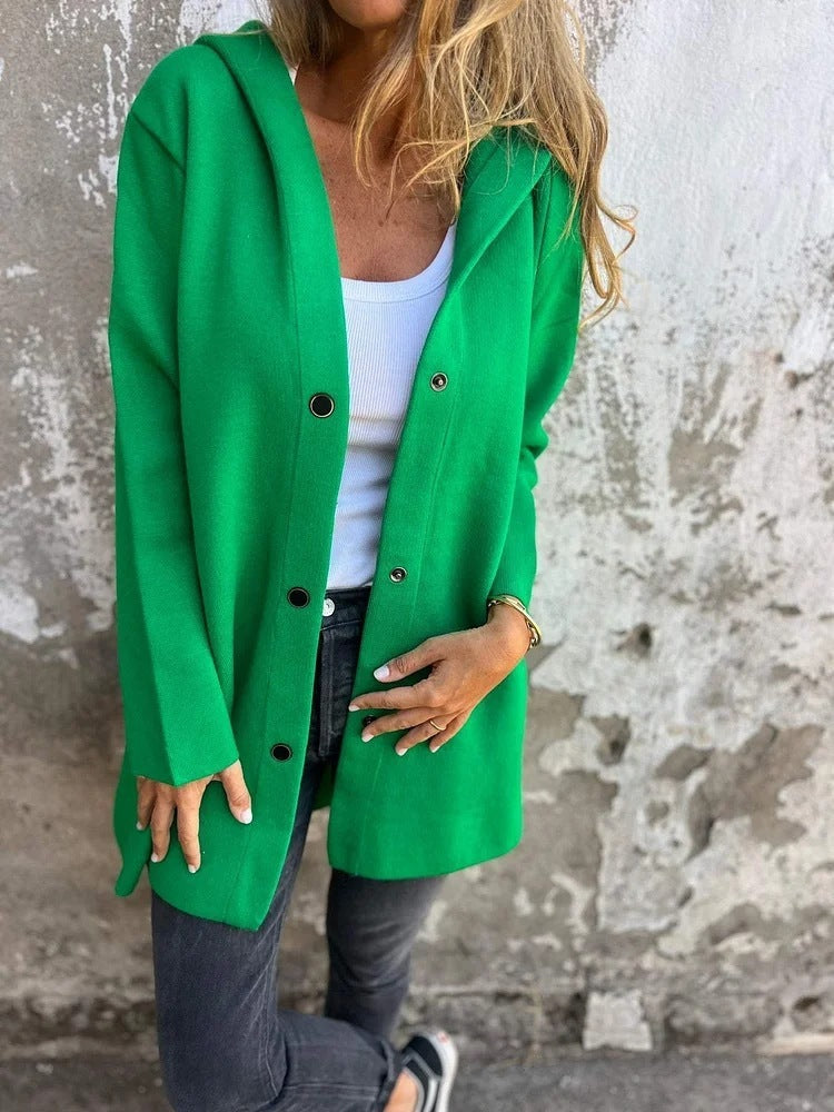 Cardigan vivatelle à Boutons avec Capuche Vert