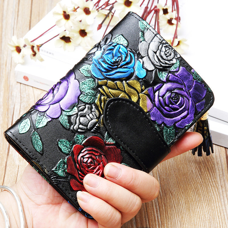 Florale Portefeuille Sécurité RFID - Unisexe Élégance Florale Rose colorée