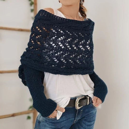 Écharpe Stylishly avec manches Bleu foncé