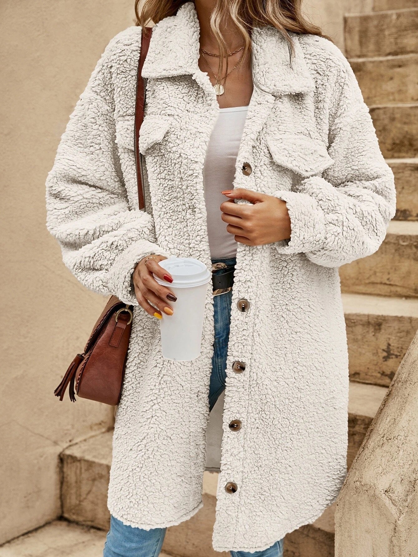 Cardigan vivatelle Décontracté Chic Blanc