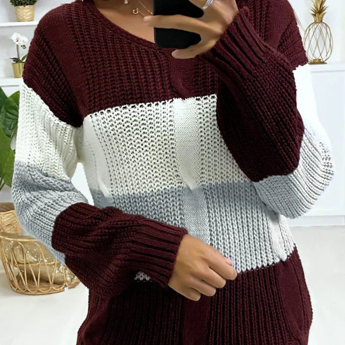 Pull Col V vivatelle Sorties Lunatique Rouge