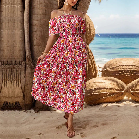 Robe Épaules Dénudées vivatelle Sorties Festives Rouge