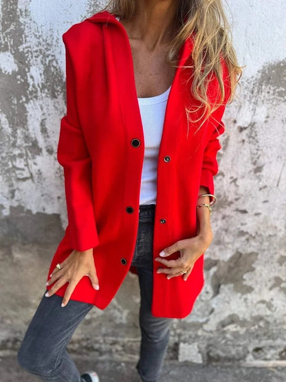 Cardigan vivatelle à Boutons avec Capuche Rouge