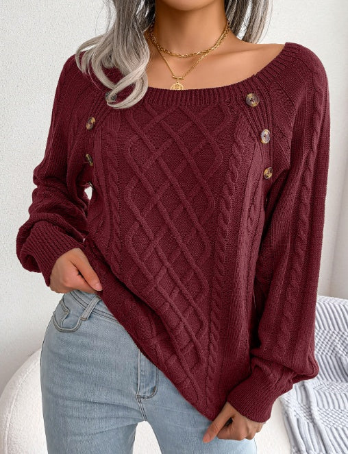 Pull Col Carré Stylishly Sorties Vintages Rouge