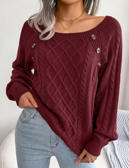 Pull Col Carré Stylishly Sorties Vintages Rouge
