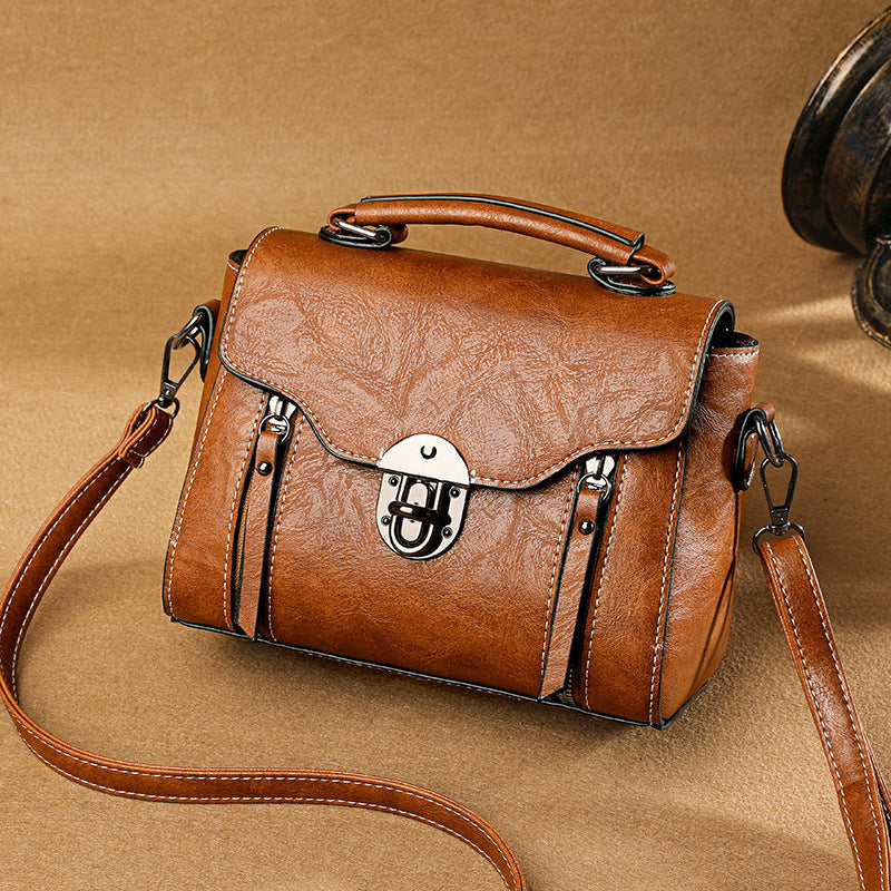 Layar - sac à main carré en cuir Marron