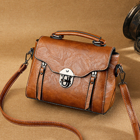 Layar - sac à main carré en cuir Marron