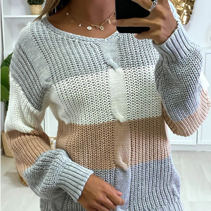 Pull Col V vivatelle Sorties Lunatique Gris