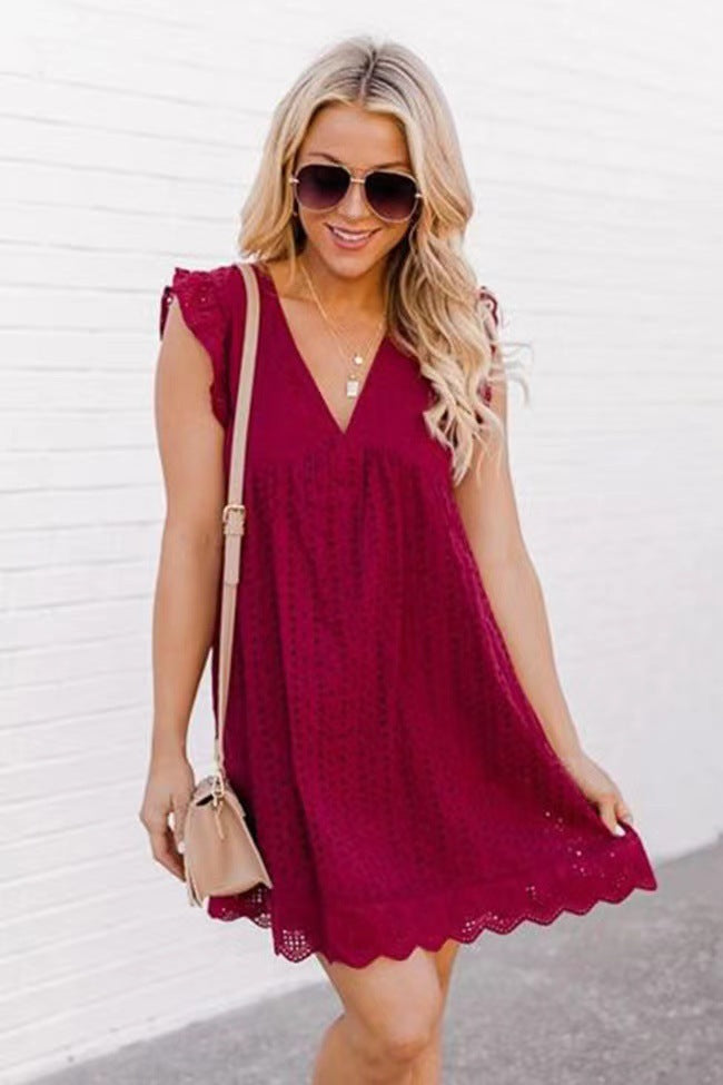 Robe d'été en dentelle Rouge