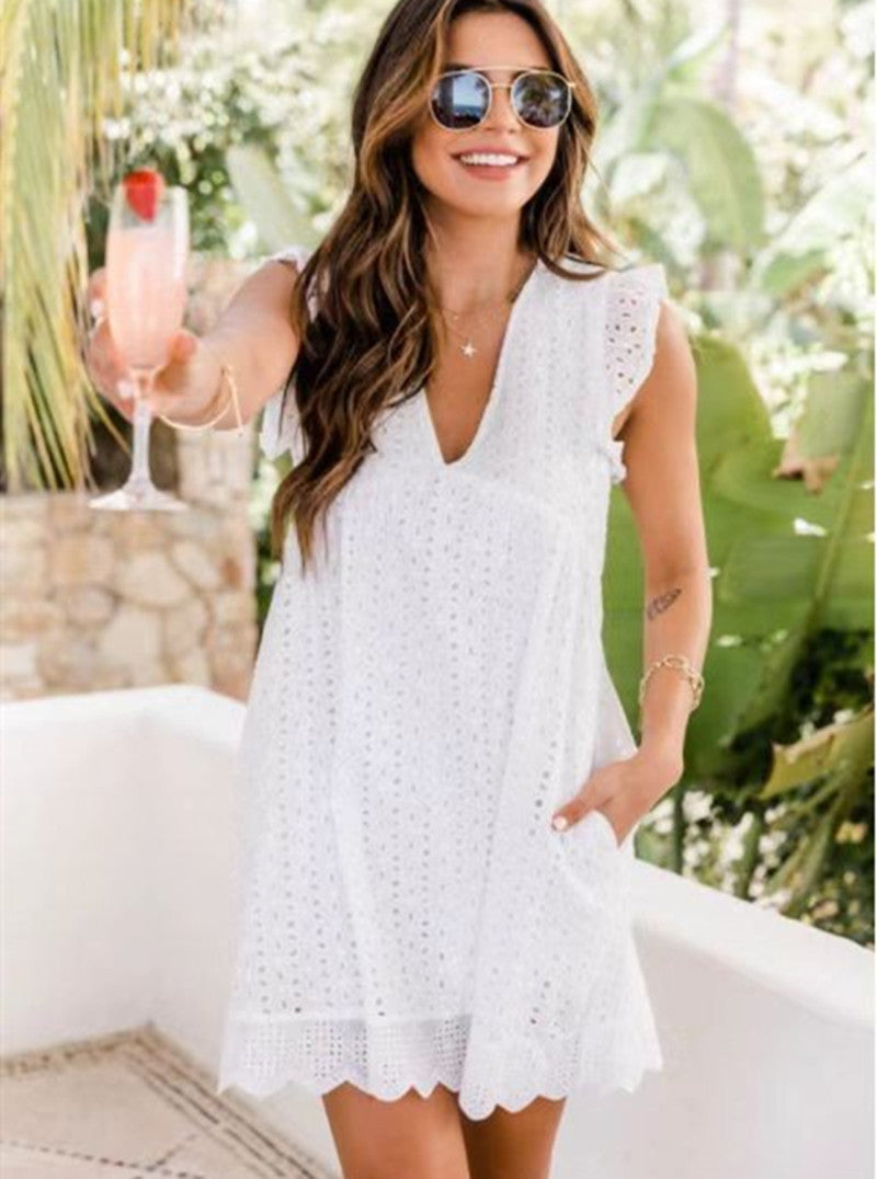 Robe d'été en dentelle Blanc