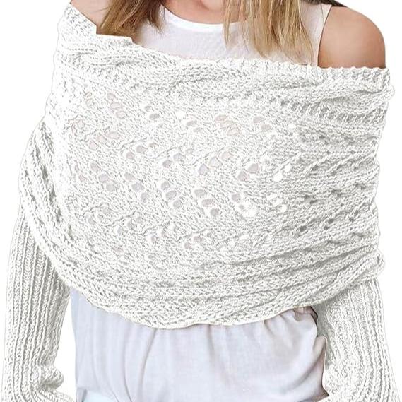 Écharpe Stylishly avec manches Blanc
