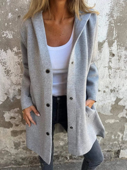 Cardigan vivatelle à Boutons avec Capuche Gris