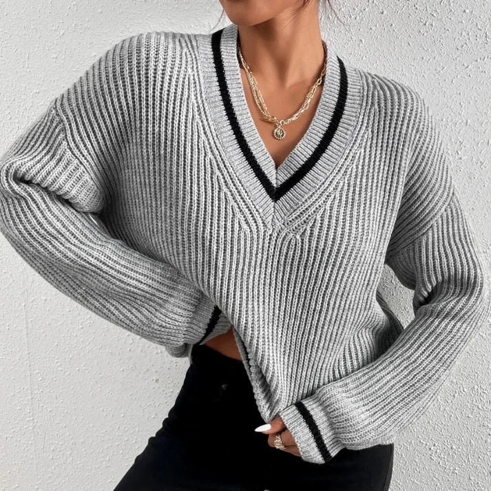 Pull Rayé Alice - Doux et Confortable Gris