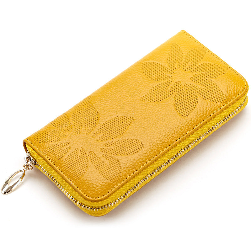 Portefeuille Floral Embossé jaune