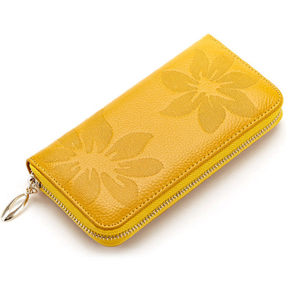 Portefeuille Floral Embossé jaune