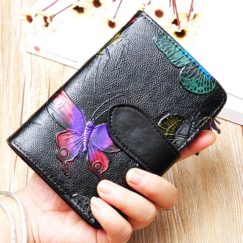 Florale Portefeuille Sécurité RFID - Unisexe Élégance Florale Papillon
