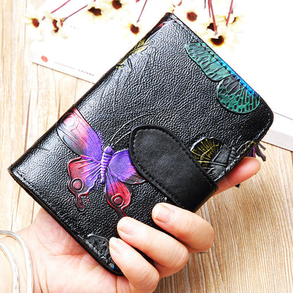 Florale Portefeuille Sécurité RFID - Unisexe Élégance Florale Papillon