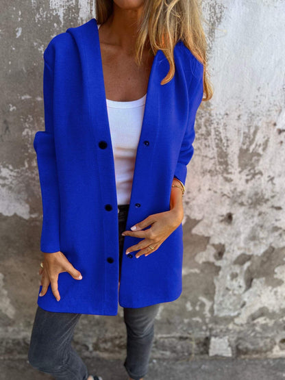 Cardigan vivatelle à Boutons avec Capuche Bleu