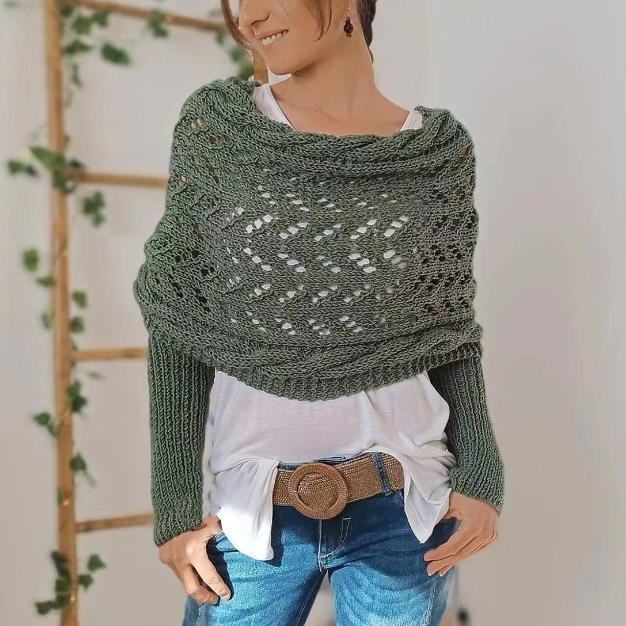 Écharpe Stylishly avec manches Vert