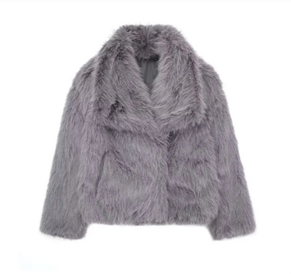 Mia|Veste en fourrure de luxe Gris