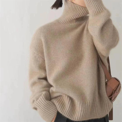 Pull Col Roulé Oversize en Cachemire kacki