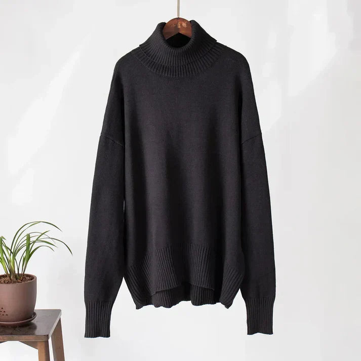 Pull vivatelle Cachemire Col Montant Noir
