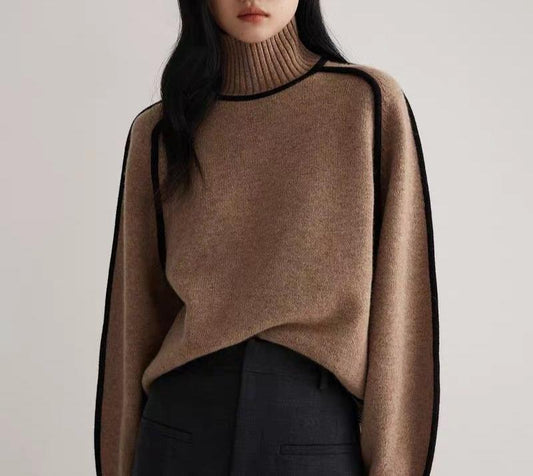 CLAIRE-PULL COL ROULÉ ÉLÉGANT Marron