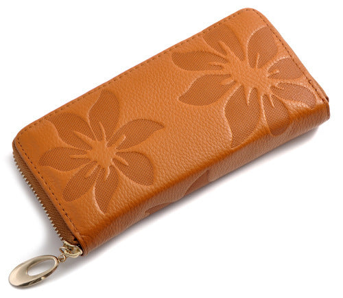 Portefeuille Floral Embossé Kaki