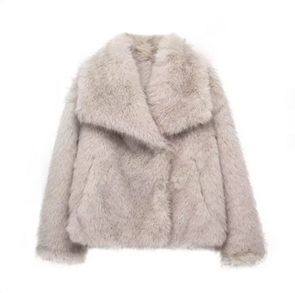 Mia|Veste en fourrure de luxe Blanc crème