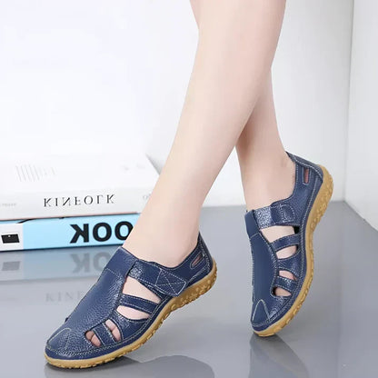 Sandales vivatelle Vintage en Cuir Véritable Bleu foncé