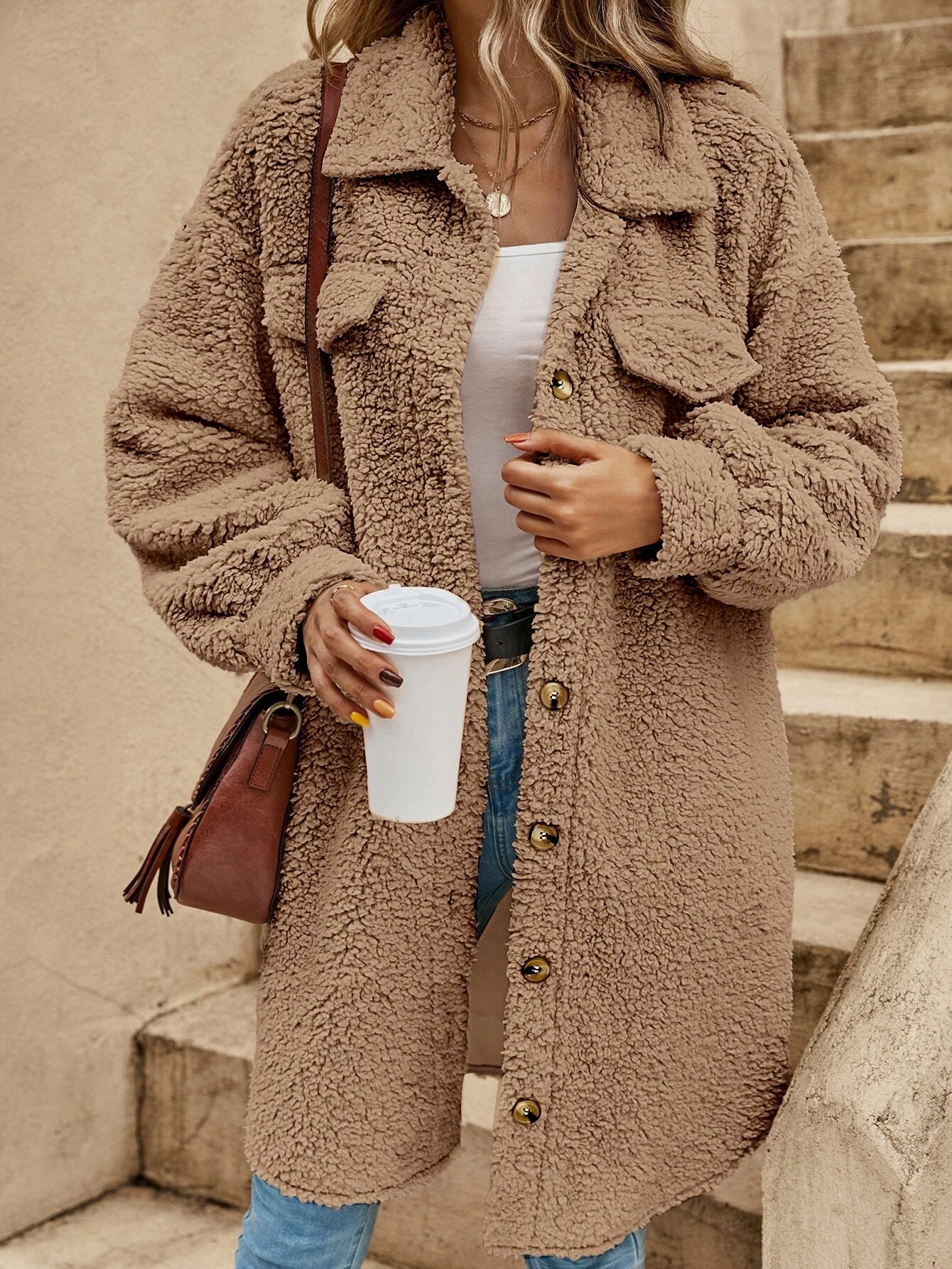 Cardigan vivatelle Décontracté Chic Khaki