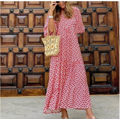 Robe Bohème vivatelle Sorties Vintage Rouge