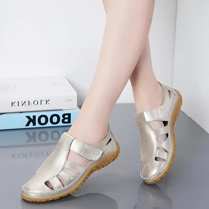 Sandales vivatelle Vintage en Cuir Véritable Doré