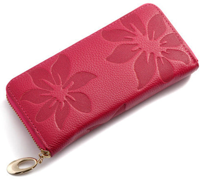 Portefeuille Floral Embossé Rose
